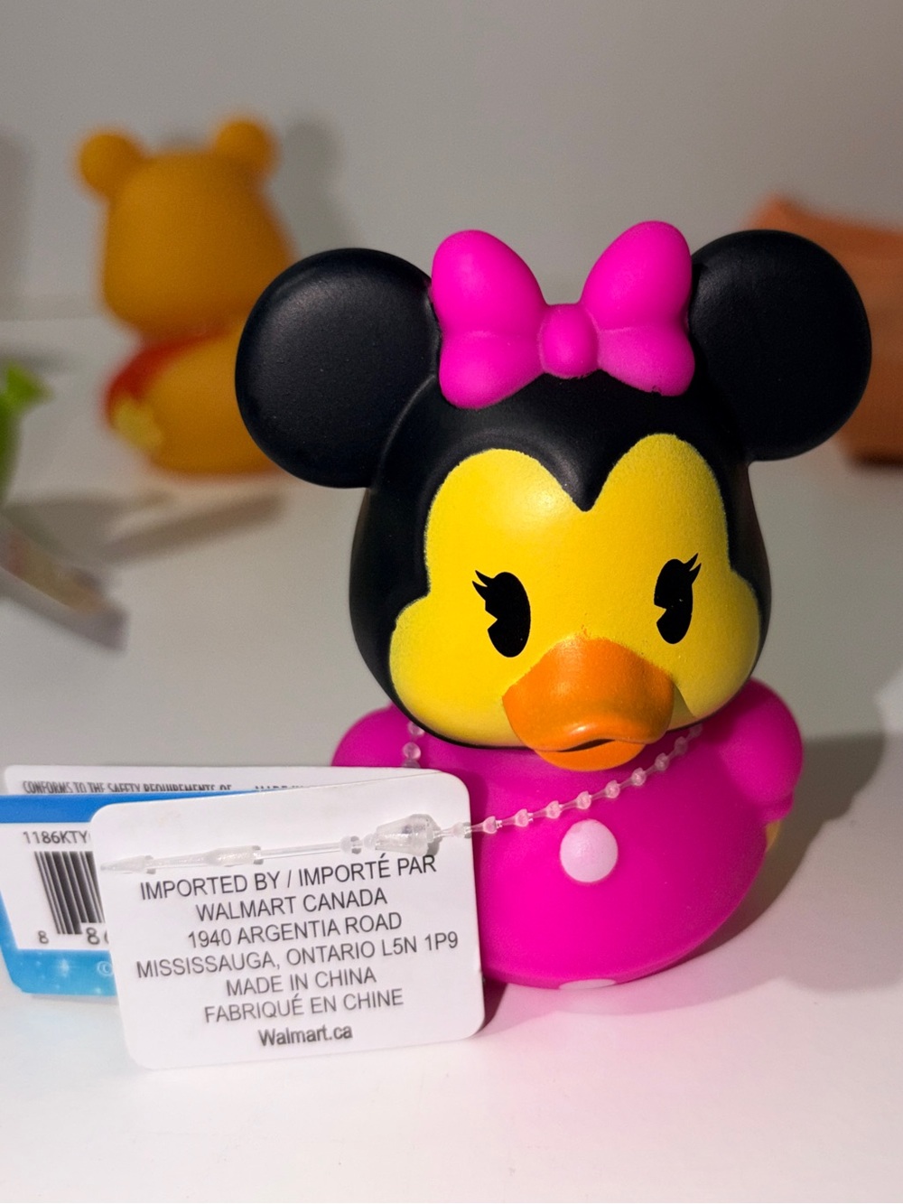 Duck Disney Minnie Mouse Pink Bow Polka Dot Squeeze Toy Duckalooz Collectible